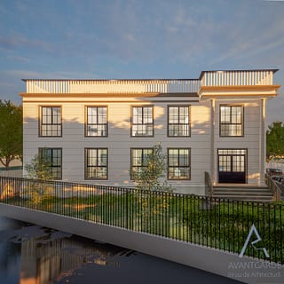 Imobil V 🦷 - o construcție ce îmbină în mod armonios două funcțiuni diferite, fără a se intersecta utilizatorii: cabinet stomatologic şi locuință unifamilială.
.
.
Construcția are accesul destinat pacienților pe fațada principalǎ iar utilizatorii locuinței au accesul pe fațada opusǎ, printr-o casă de scară ce duce direct la etaj,fără a se intersecta cu personalul si pacienții cabinetului stomatologic.
.
.
.
#bucuresti #arhitectura #proiect #locuinta #cabinetstomatologic #ilfov #proiectare